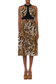 Leopard Print Knitted Dress in Beige
