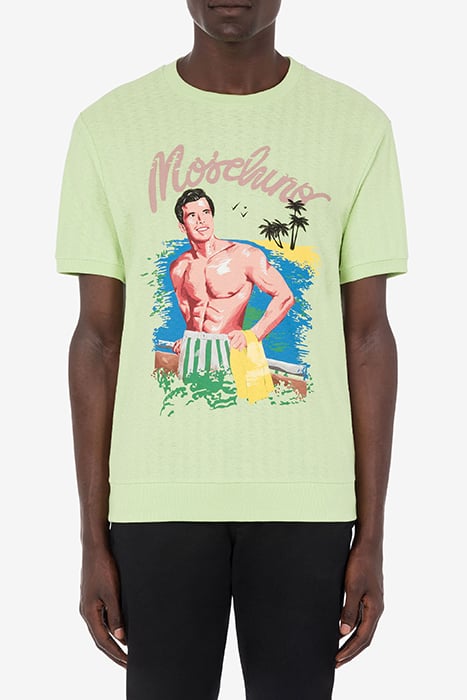 Moschino Hawaiian Print Jacquard T-Shirt in Green