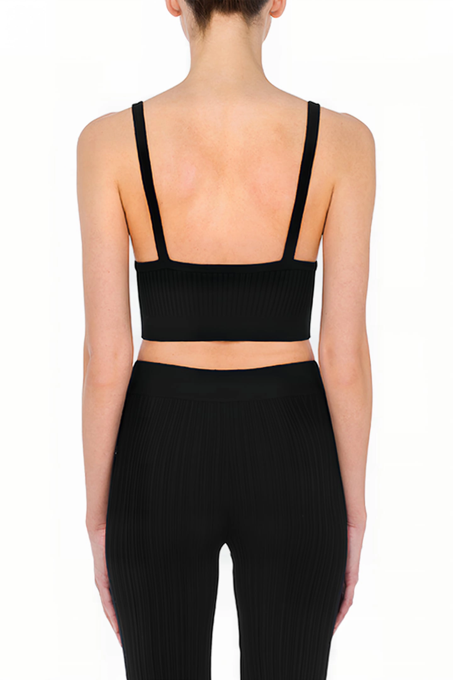 Moschino Biker Buckles Stretch Knit Crop Top in Black