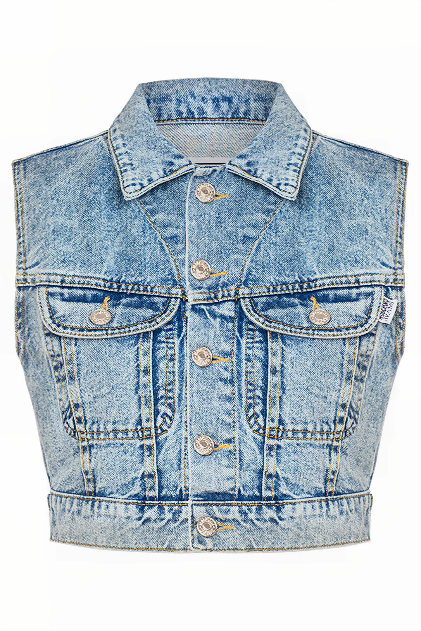 Moschino Cropped Vest in Recycled Blue Denim
