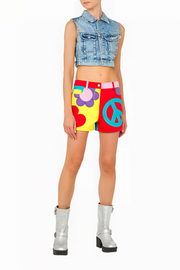 Moschino Cropped Vest in Recycled Blue Denim