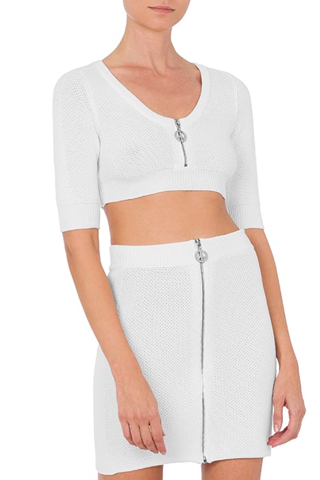 Moschino Piquet Mini Skirt with Zip in White