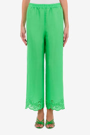 Wide Trousers in Ajour Nylon in Green