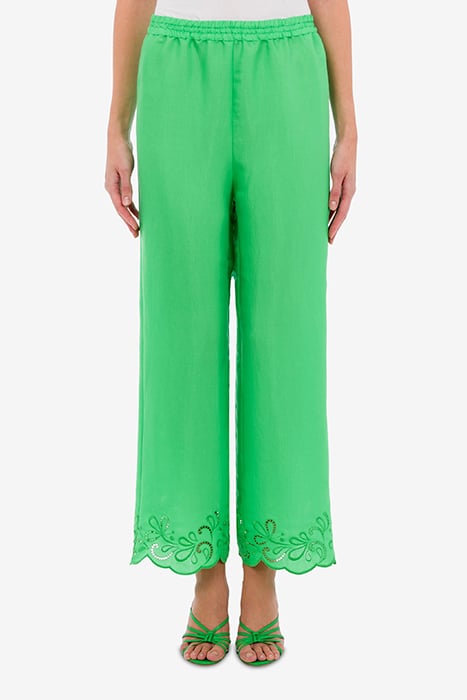 Wide Trousers in Ajour Nylon in Green