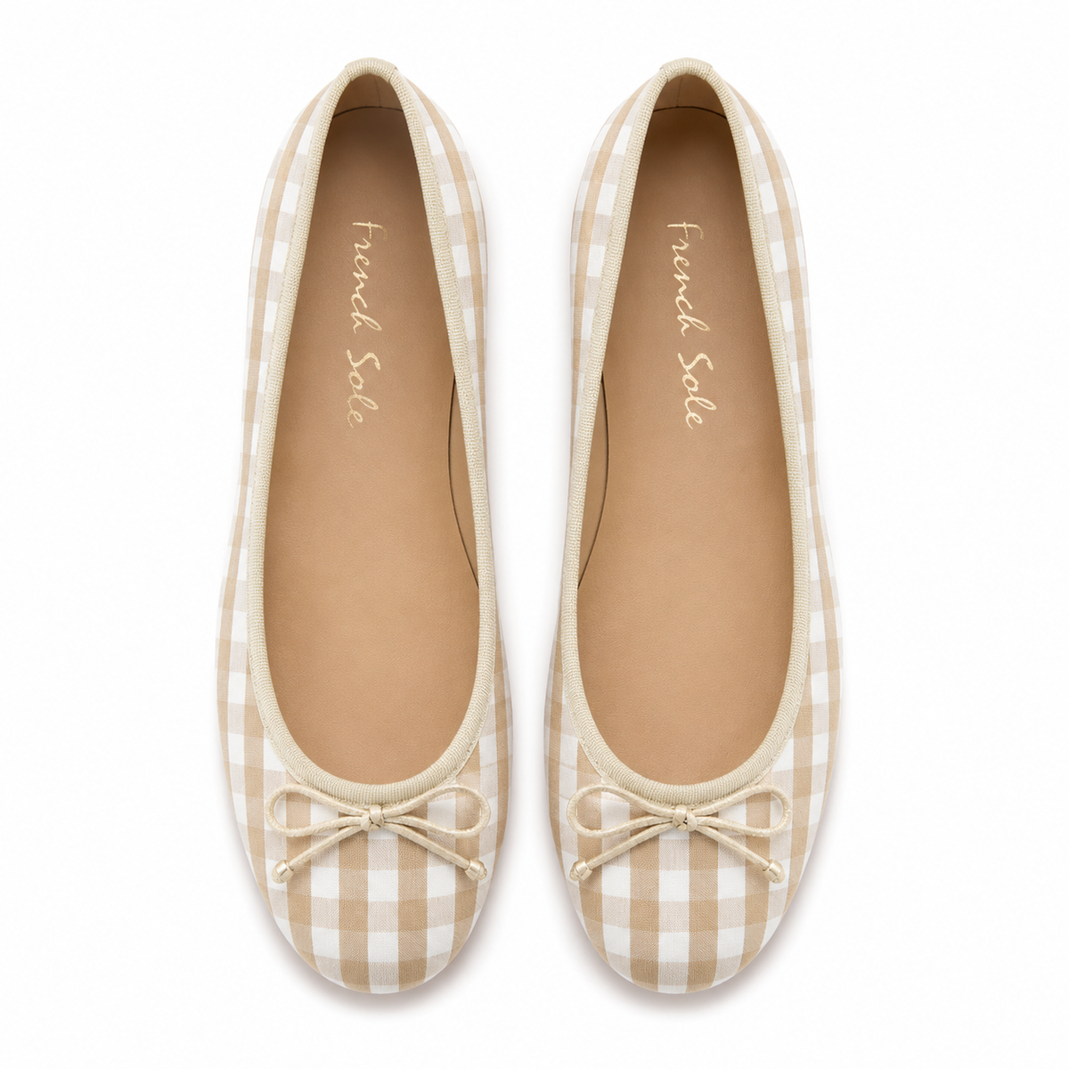 French Sole Maddox Ballet Flats in a Beige Check