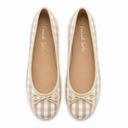 French Sole Maddox Ballet Flats in a Beige Check