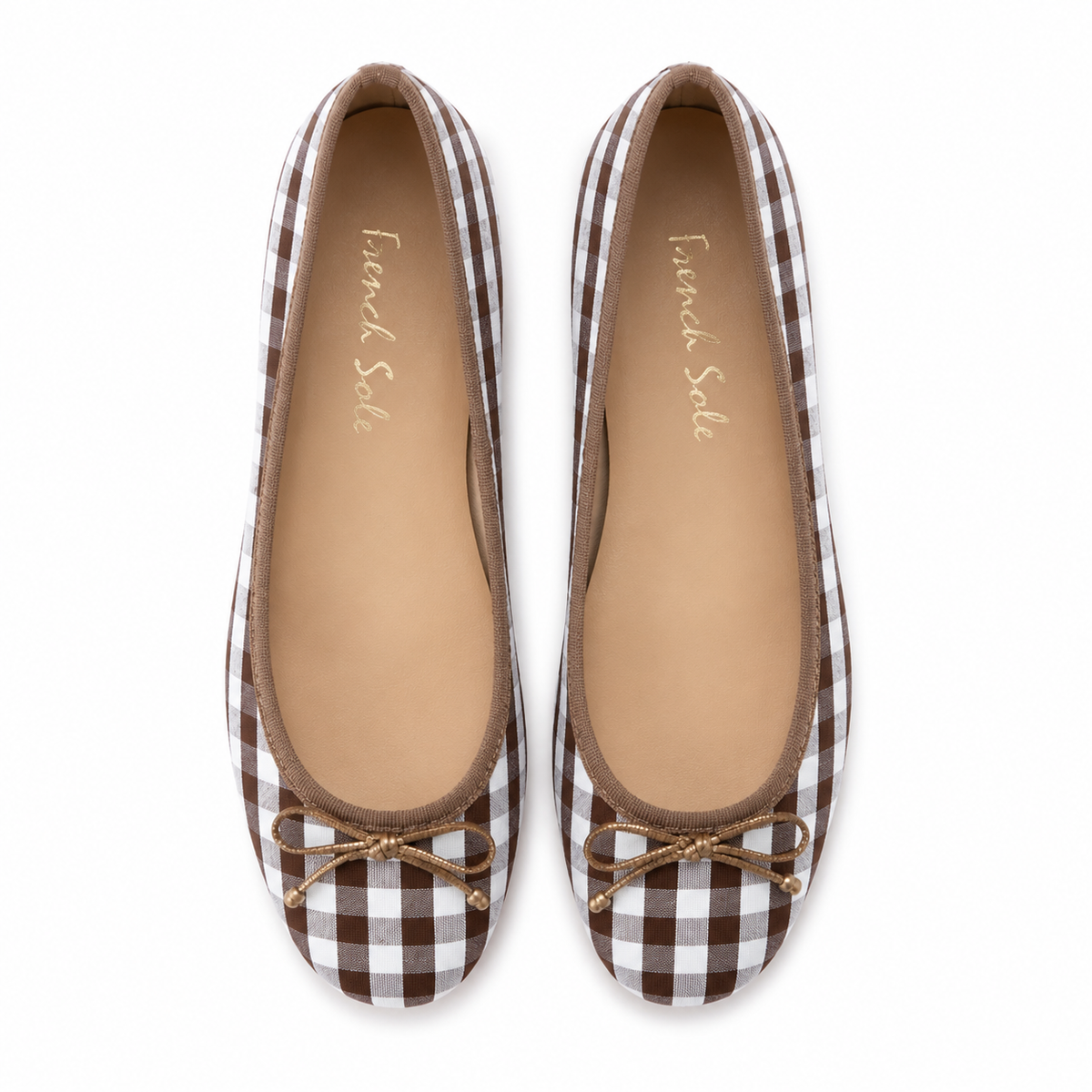 French Sole Maddox Ballet Flats in a Brown Check