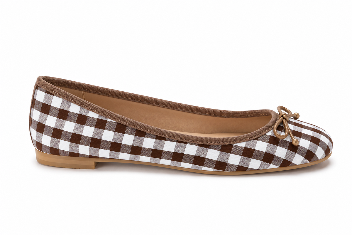 French Sole Maddox Ballet Flats in a Brown Check
