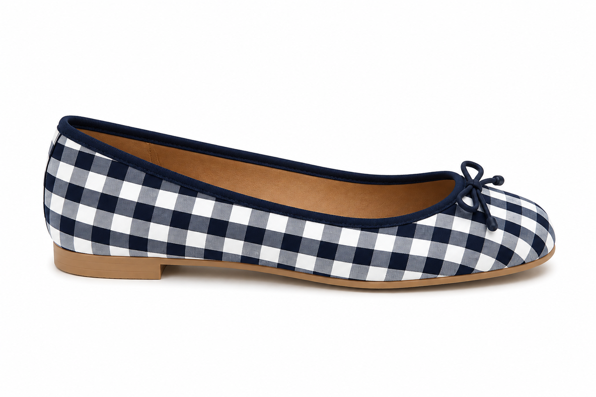 French Sole Maddox Ballet Flats in a Navy Check
