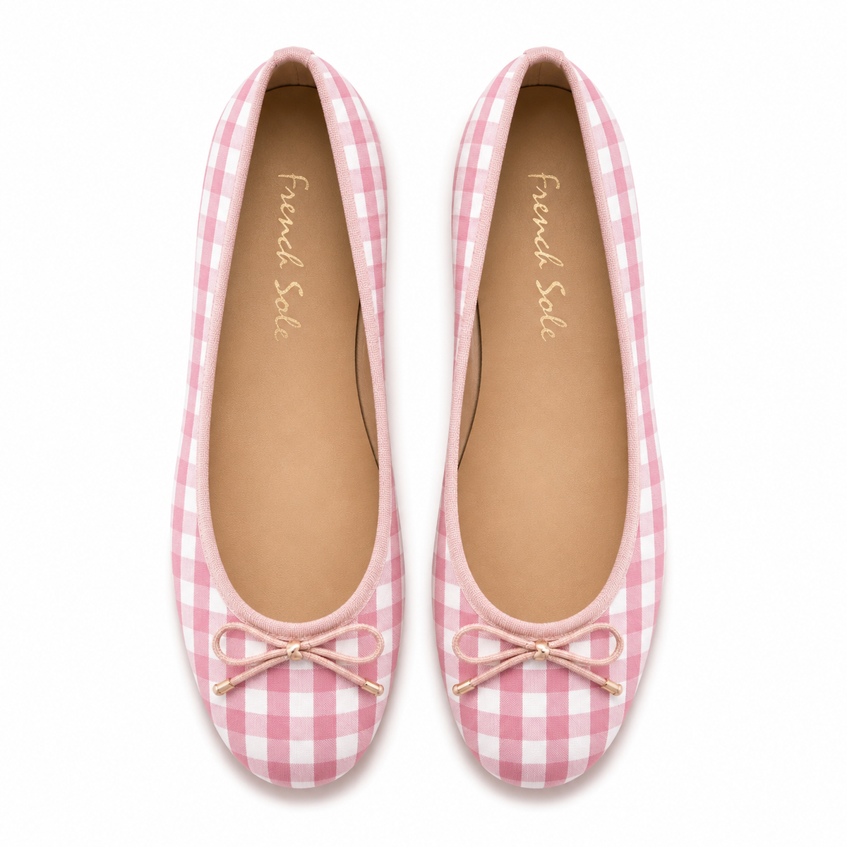 French Sole Maddox Ballet Flats in a Pink Check