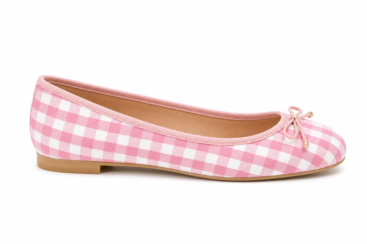 French Sole Maddox Ballet Flats in a Pink Check