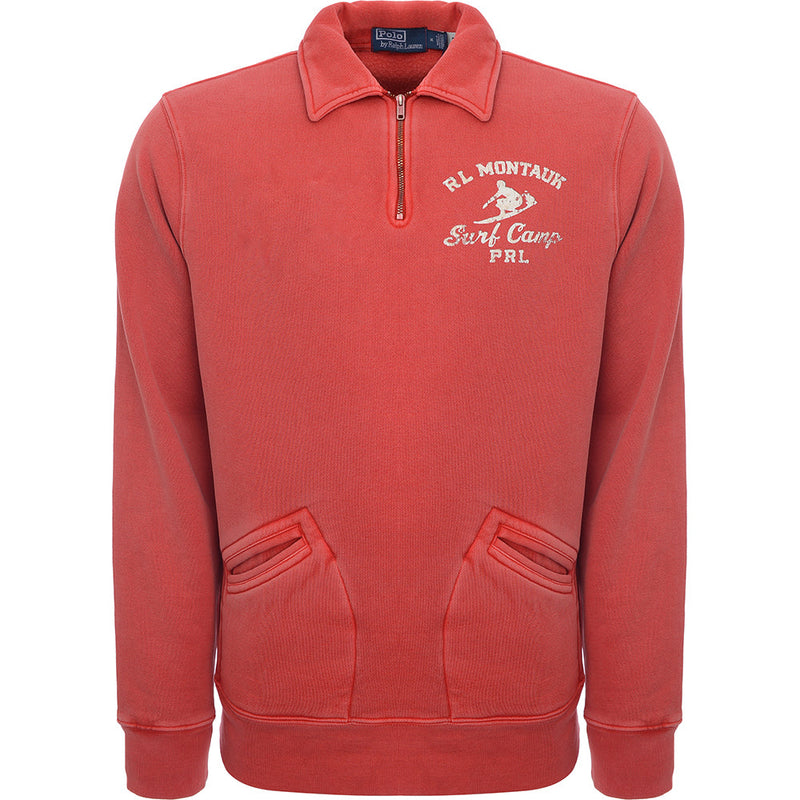 Ralph Lauren Mens Red Montauk Half-Zip Jumper