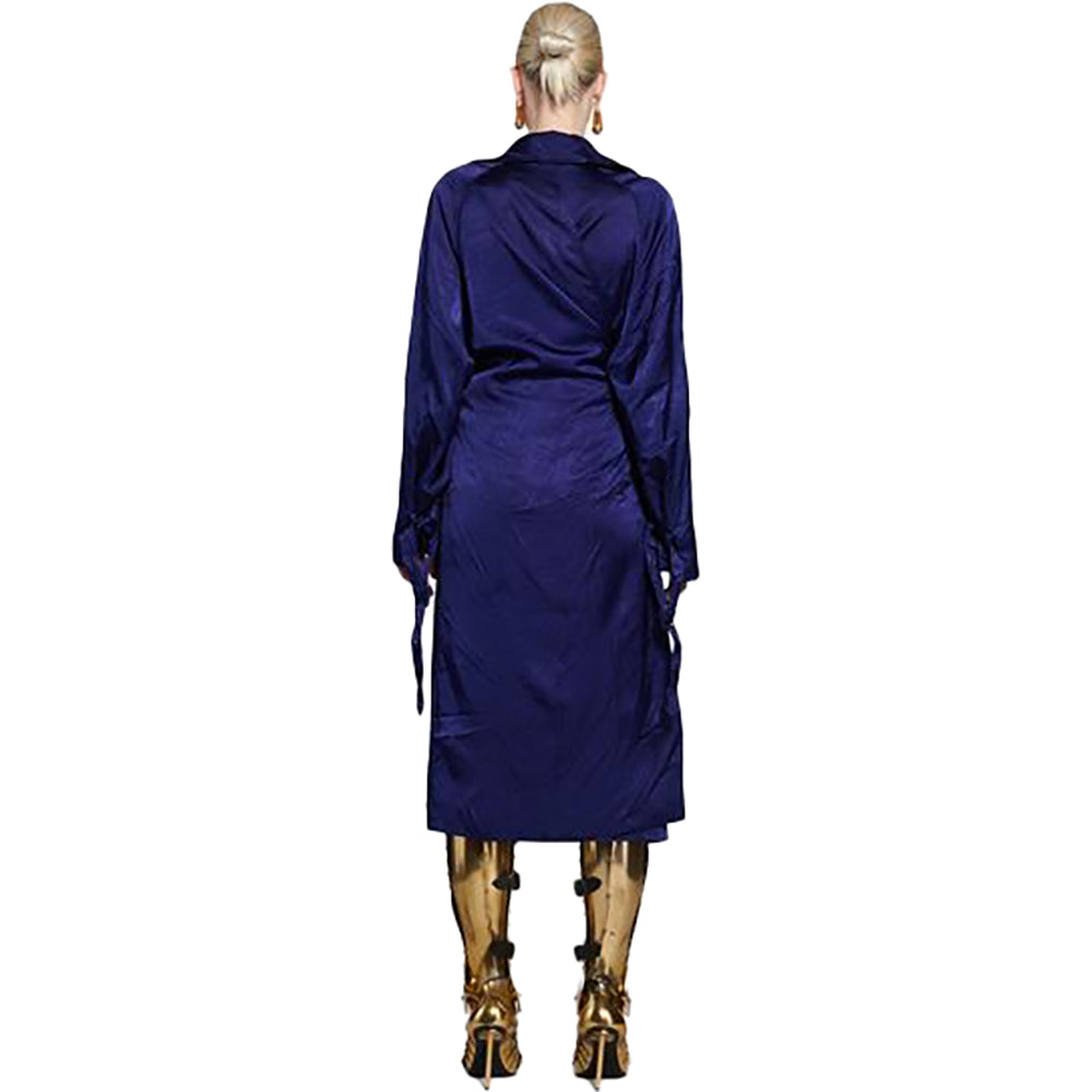 Balenciaga Womens Backwrap Trench in Marine Blue