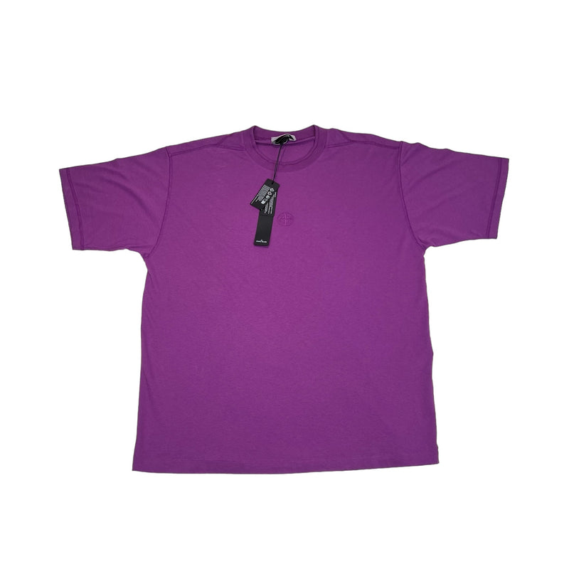 Mens Stone Island Compass Embroidered T-Shirt In Magenta