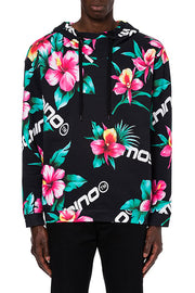 Moschino Hibiscus Print Hoodie in Black