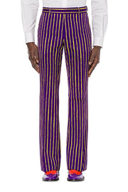 Pinstripe Flared Trousers in Purple