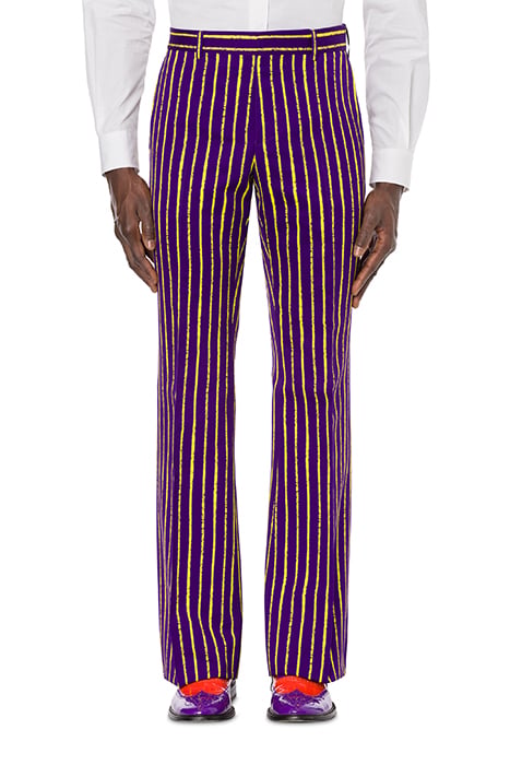Pinstripe Flared Trousers in Purple