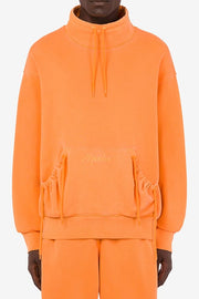 Signature Logo Faded Cotton Sweatshirt in Orange