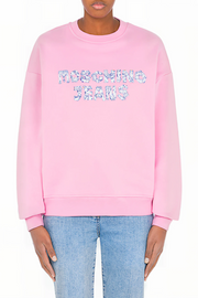 Denim Logo Print Sweatshirt in Pink