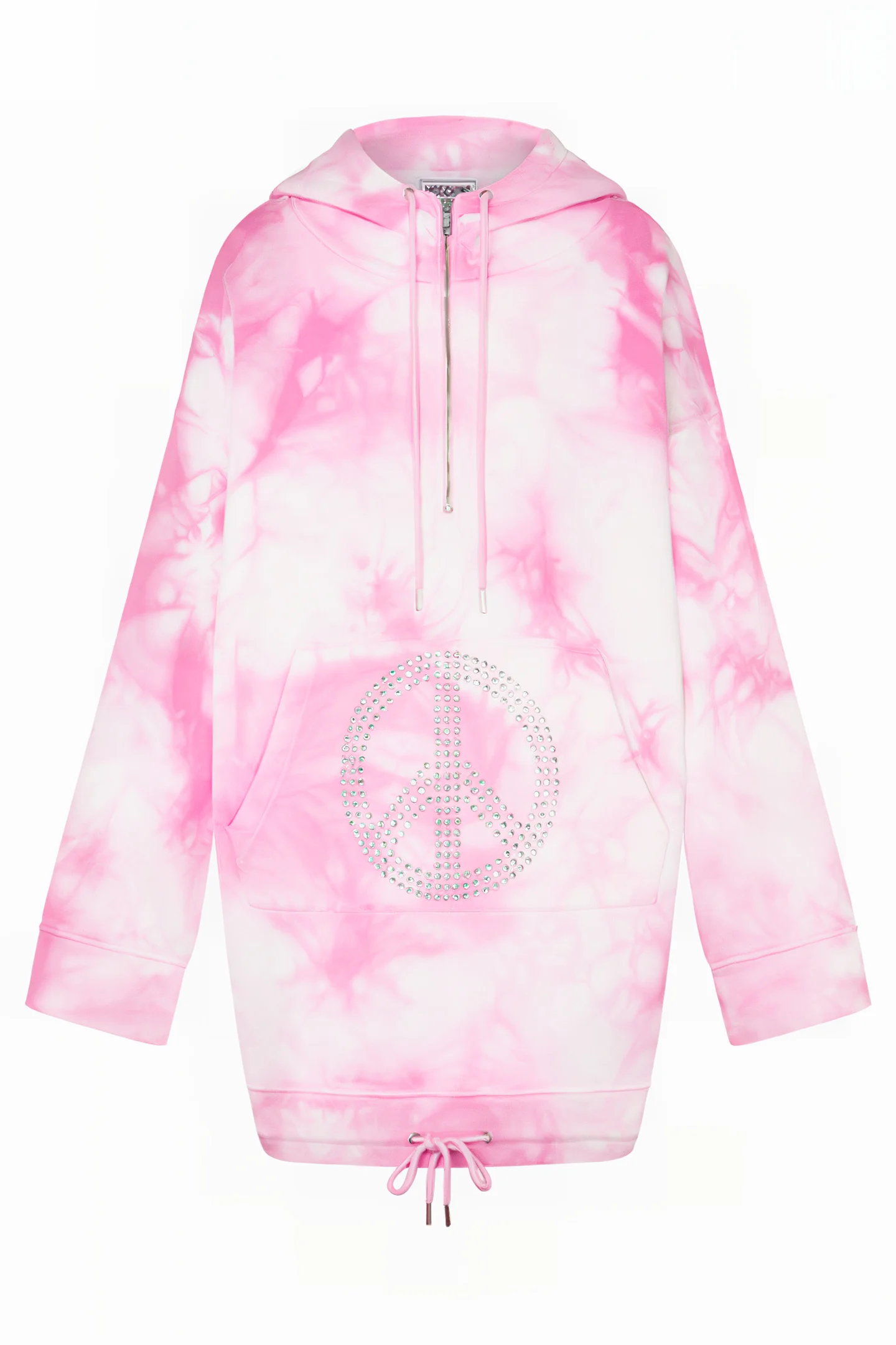 Oversized Tie Dye Fleece Dress in Pink