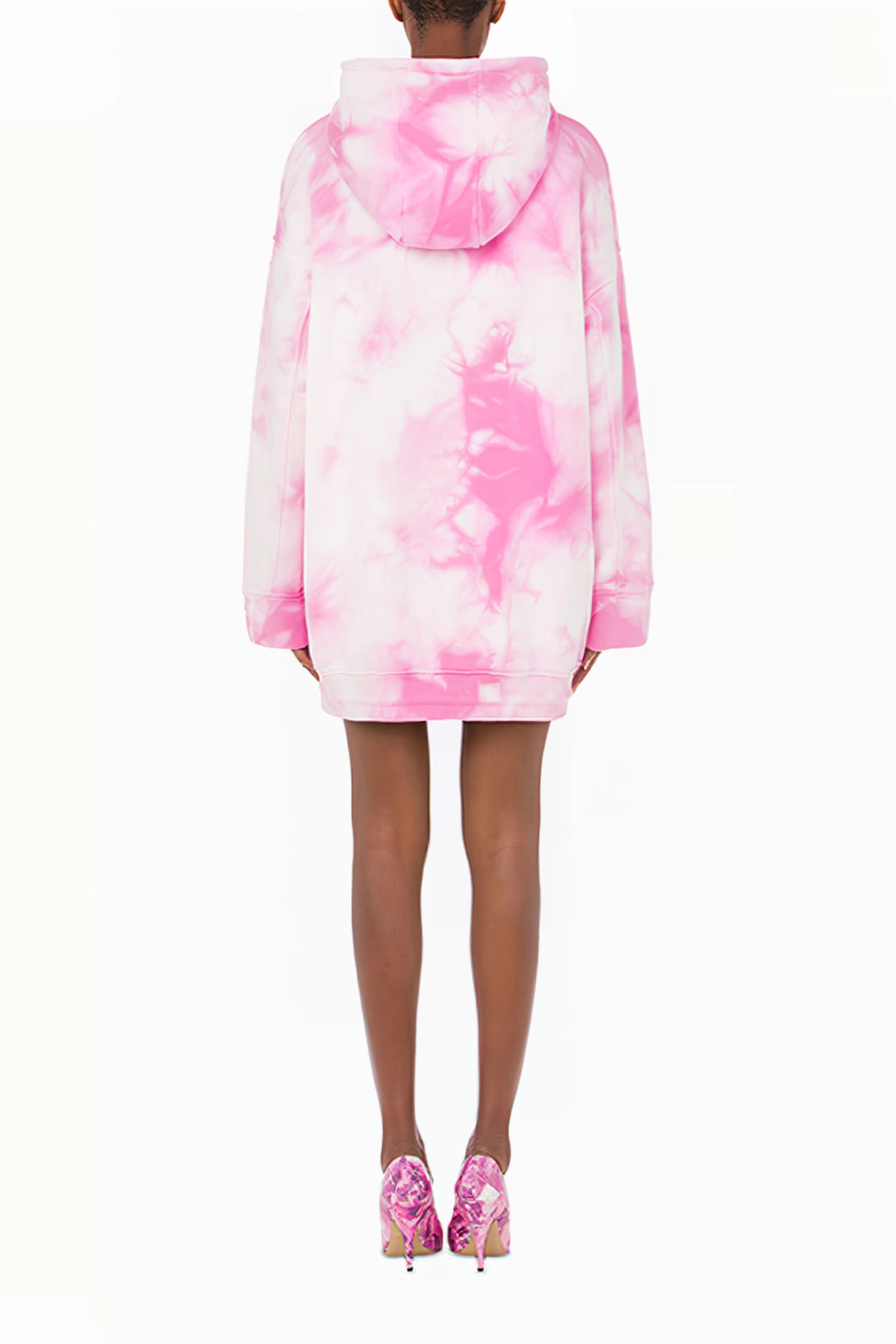 Oversized Tie Dye Fleece Dress in Pink