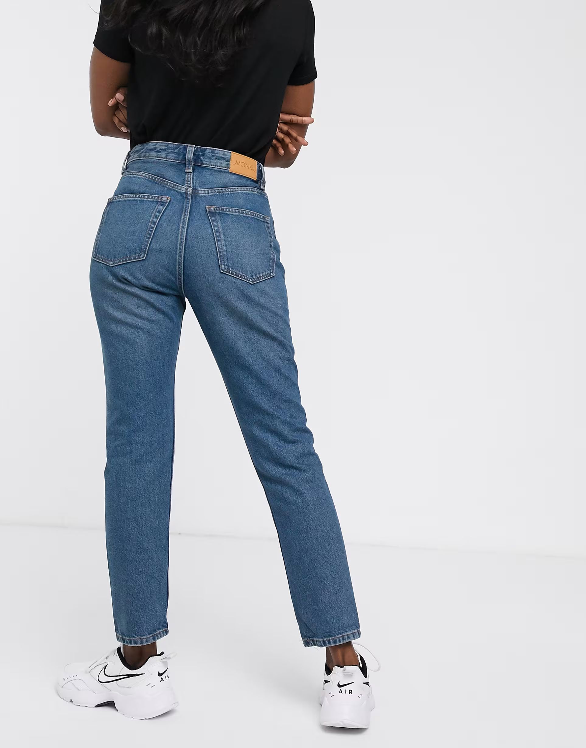 Monki Womens Kimomo Cotton High Waist Mom Jeans in Classic Blue