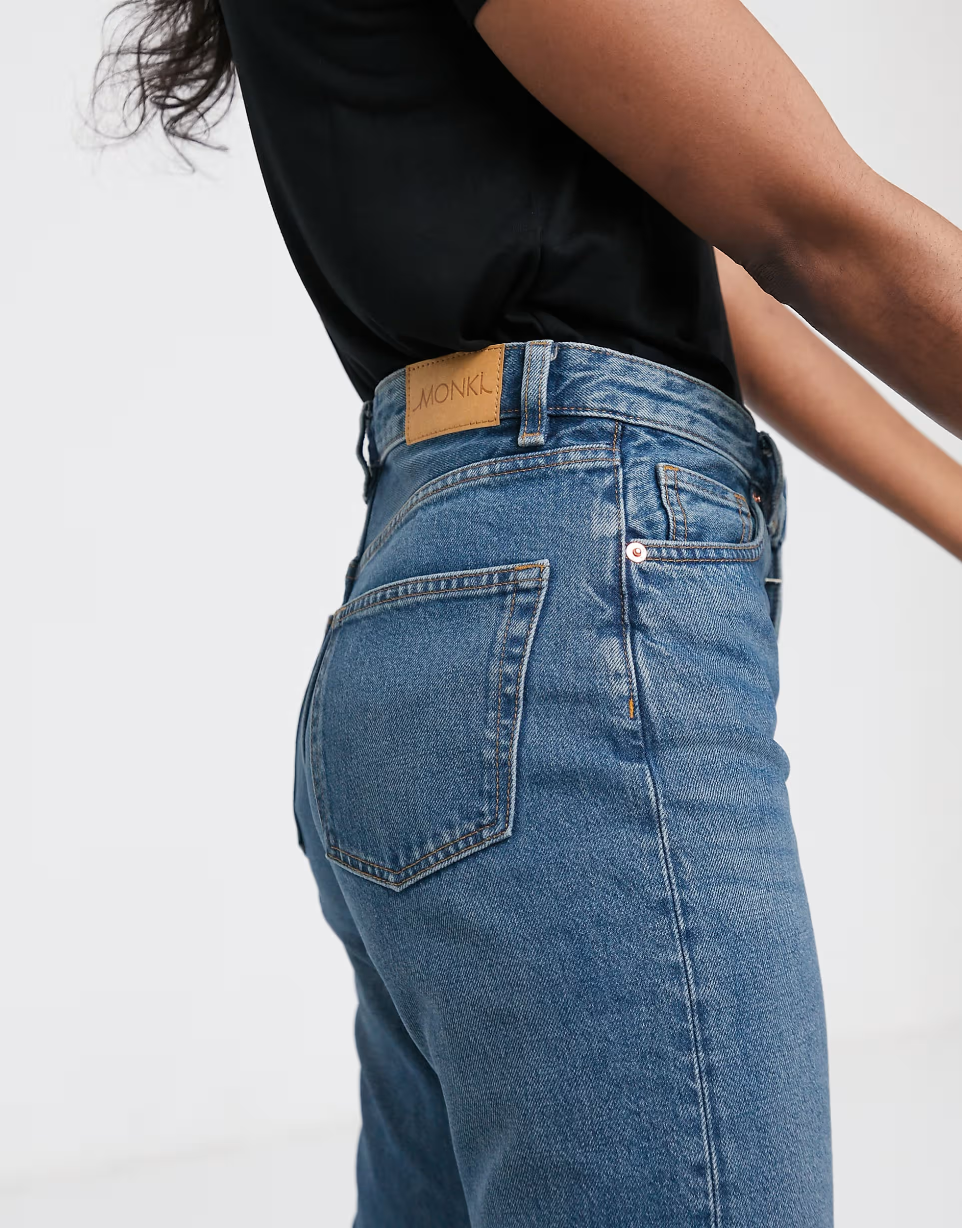 Monki Womens Kimomo Cotton High Waist Mom Jeans in Classic Blue