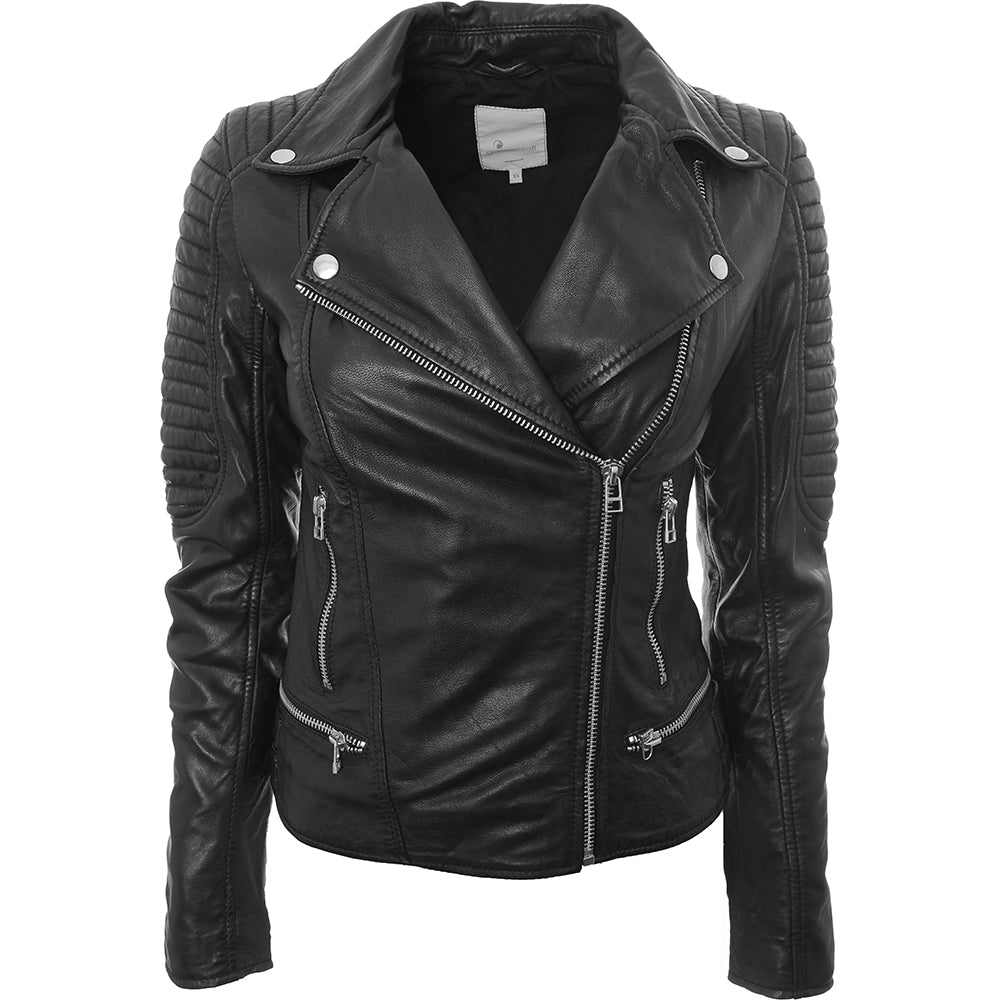 Women's Goosecraft Biker Jacket with Bottom Zip Detail