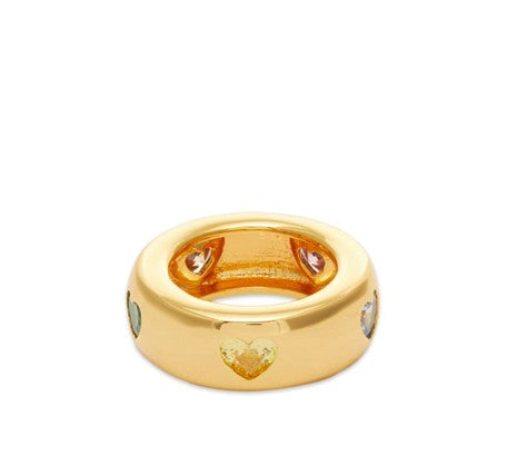 Womens Timeless Pearly Heart Ring - Multi