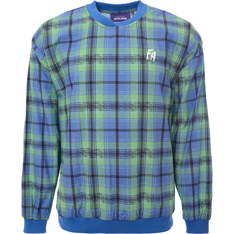 Mens FKN Awesome Flannel Print Wind Shirt in Blue