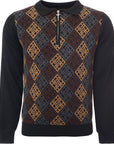 Mens FKN Awesome FA Monogram 1/4 Zip Knit in Black