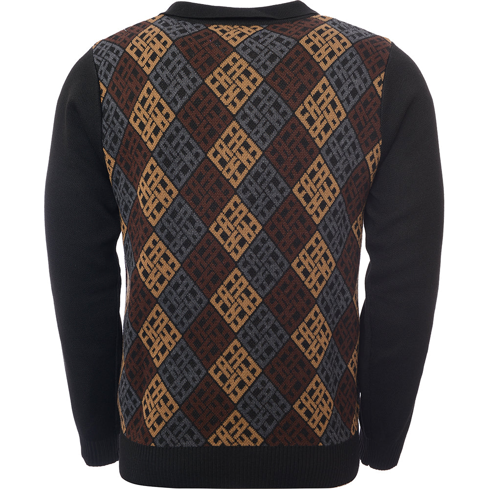 Mens FKN Awesome FA Monogram 1/4 Zip Knit in Black