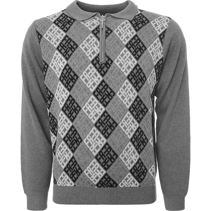 Mens FKN Awesome FA Monogram 1/4 Zip Knit in Silver