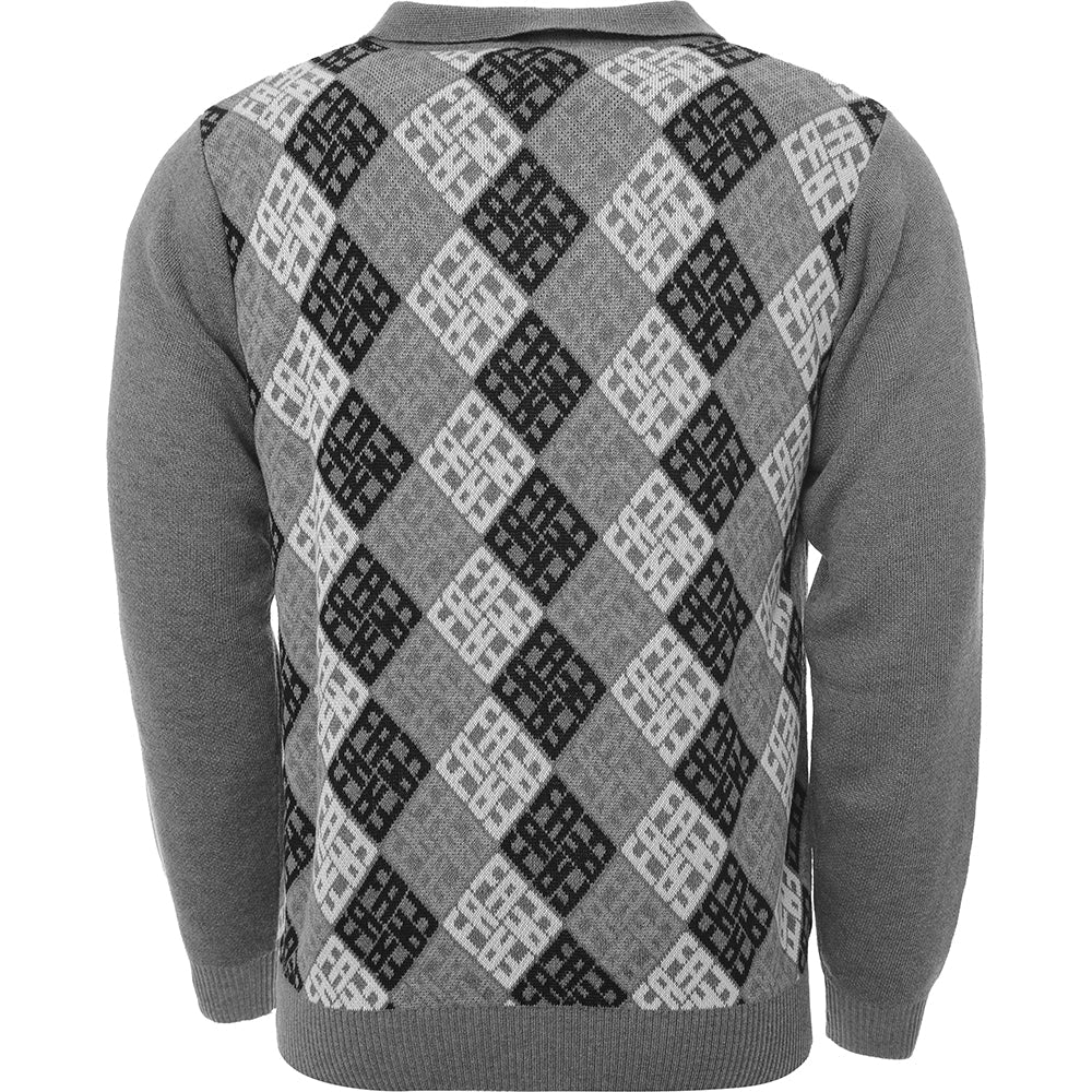 Mens FKN Awesome FA Monogram 1/4 Zip Knit in Silver