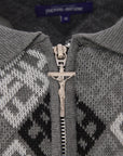 Mens FKN Awesome FA Monogram 1/4 Zip Knit in Silver