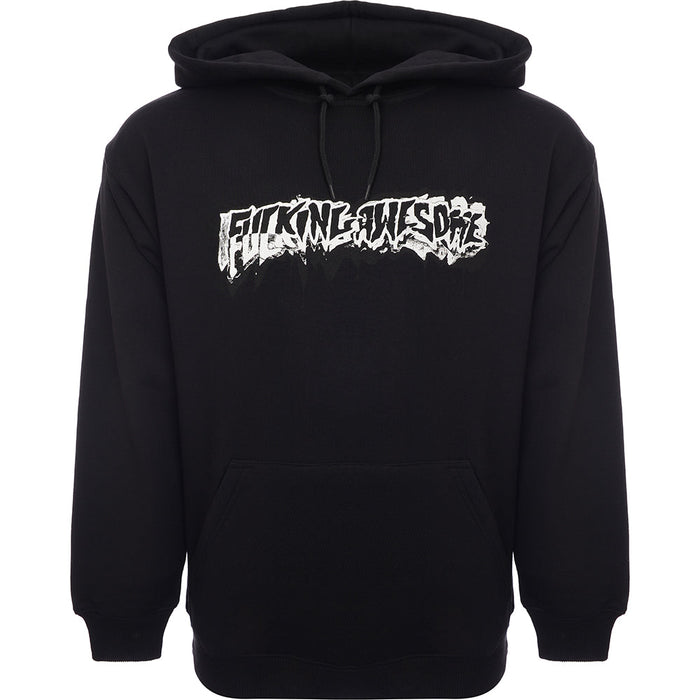 Mens FKN Awesome Dill Cut Up Logo Hoodie in Black