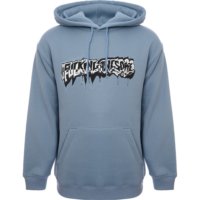 Mens FKN Awesome Dill Cut Up Logo Hoodie in Blue