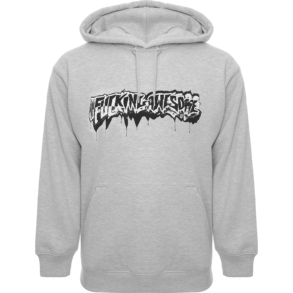 Mens FKN Awesome Dill Cut Up Logo Hoodie in Grey