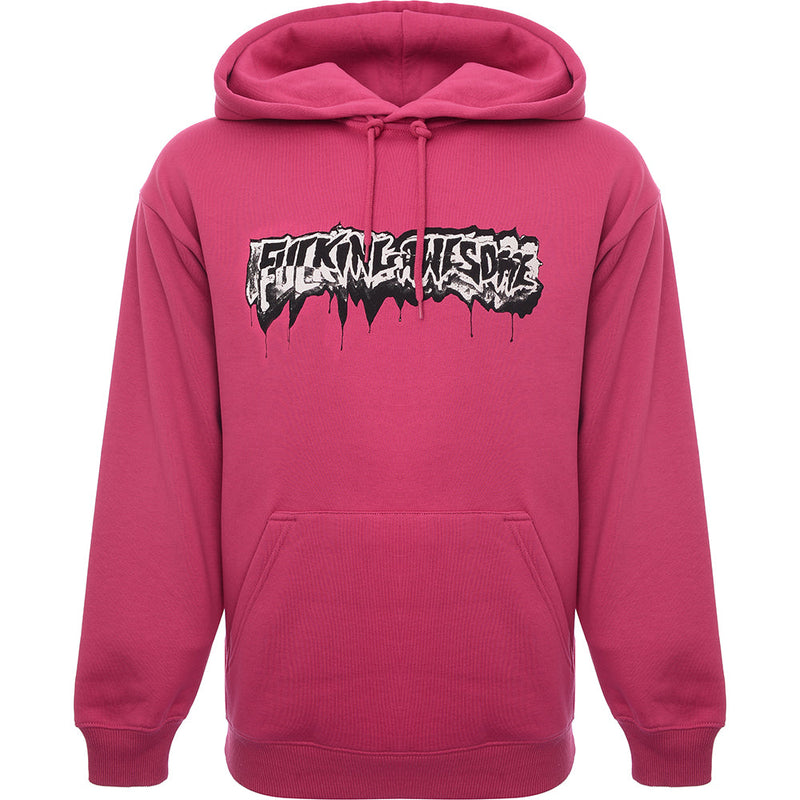 Mens FKN Awesome Dill Cut Up Logo Hoodie in Magenta