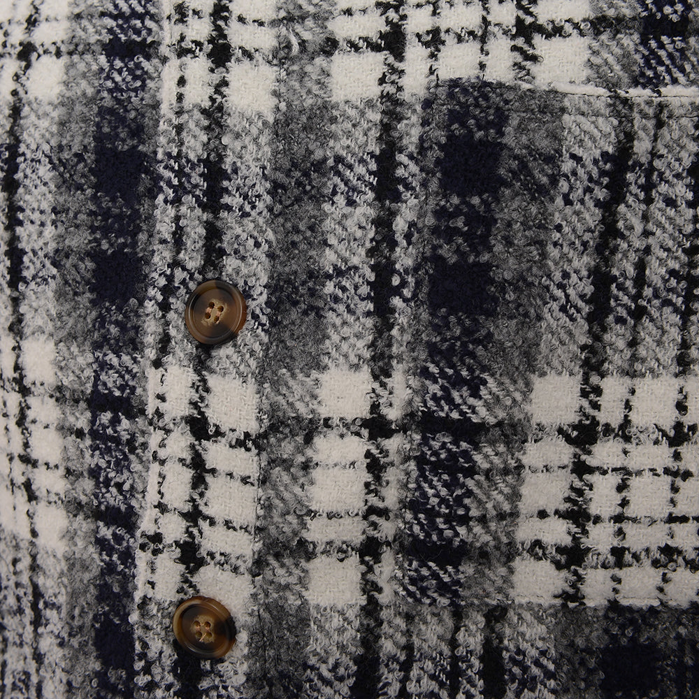 Mens FKN Awesome Heavy Flannel Overshirt in Navy &amp; White