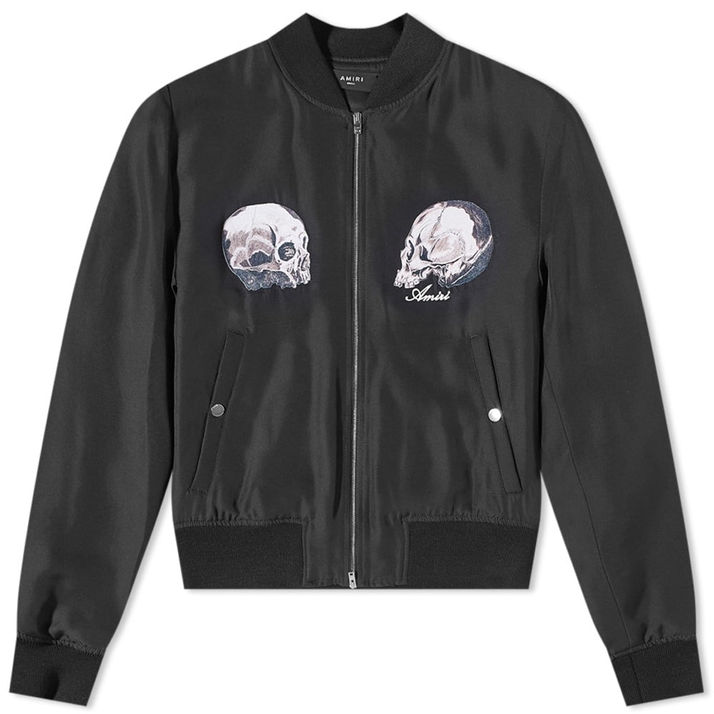 Unisex AMIRI Wes Lang Dual Skull Bomber Jacket in Black