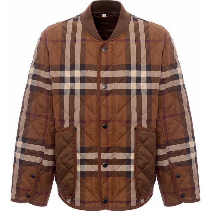 Mens Burberry York Quilted Jacket in Brown