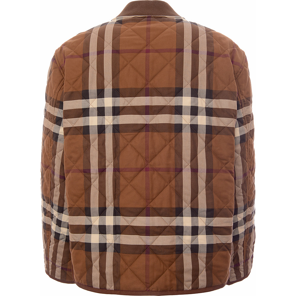 Mens Burberry York Quilted Jacket in Brown