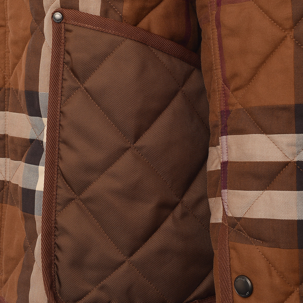 Mens Burberry York Quilted Jacket in Brown