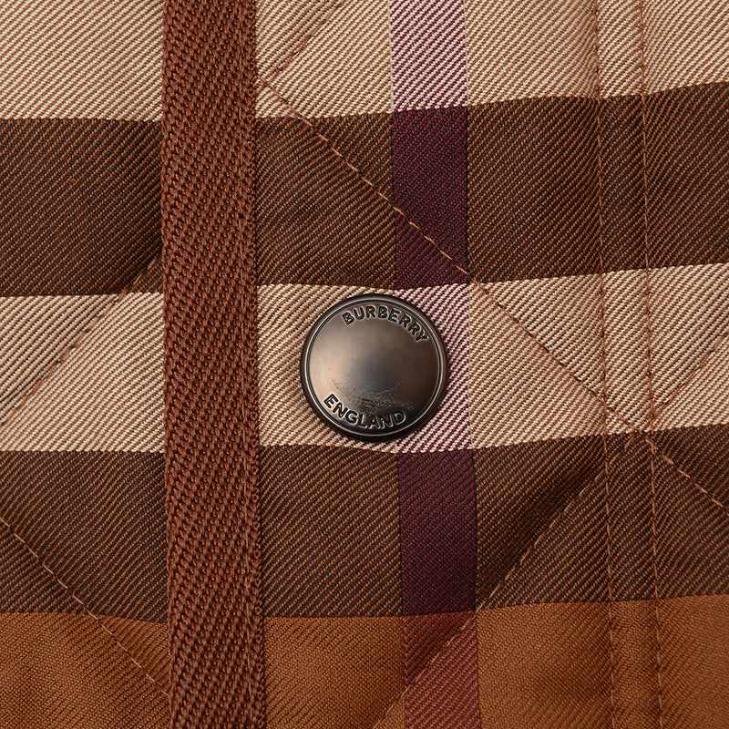 Mens Burberry York Quilted Jacket in Brown