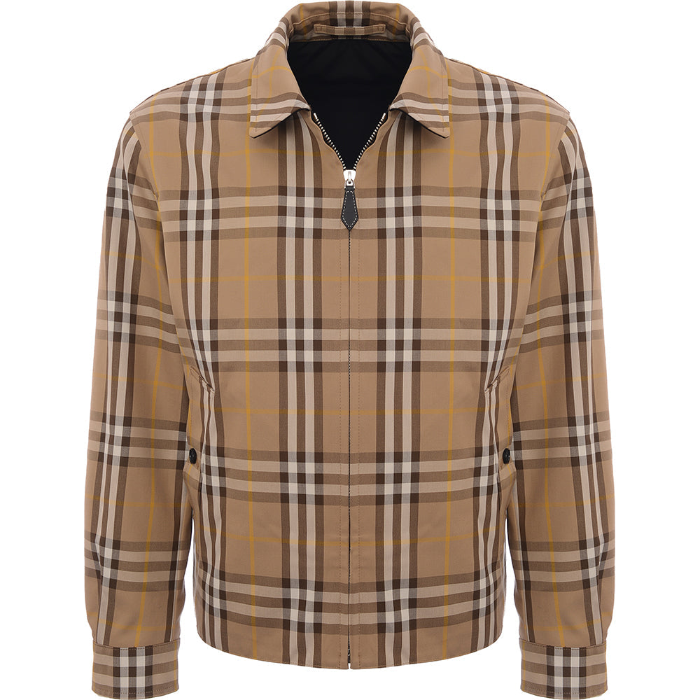 Mens Burberry Fitzroy Harrington Jacket in Brown