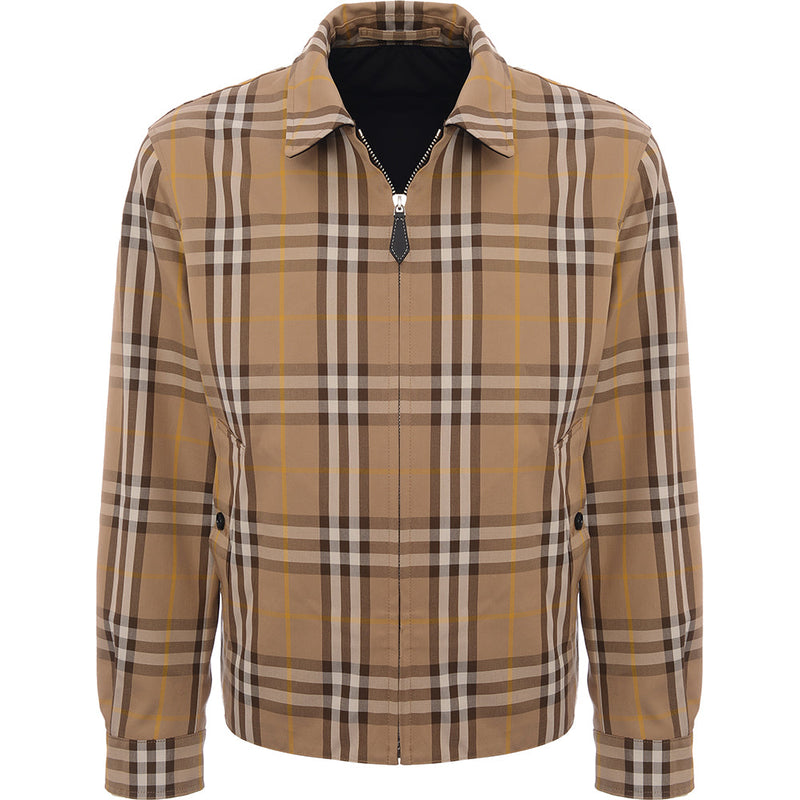 Mens Burberry Fitzroy Harrington Jacket in Brown