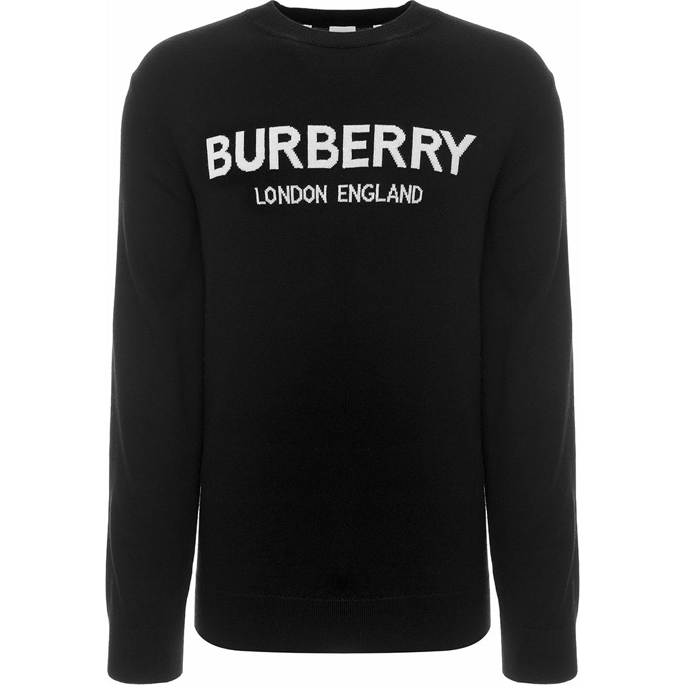 Mens Burberry Fennel Logo Crew Knit in Black