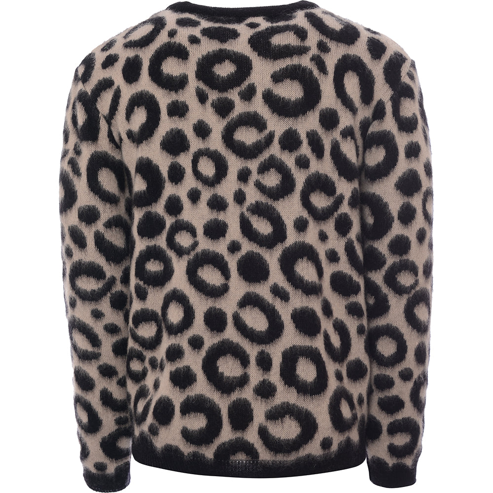 Mens Endless Joy Leopard Mohair Crew Knit in Multicoloured