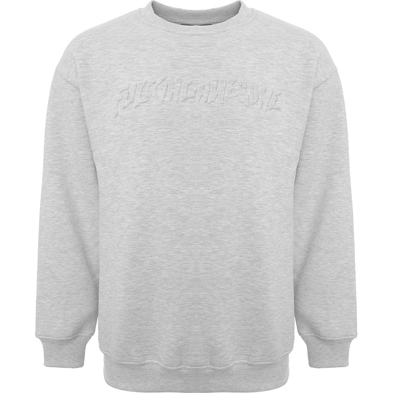 Mens FKN Awesome Stamp Embossed Crew Sweat in Grey